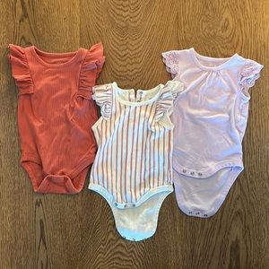 Girls onesies. 0-3 month, Lot of 3. Pehr and Cat & Jack